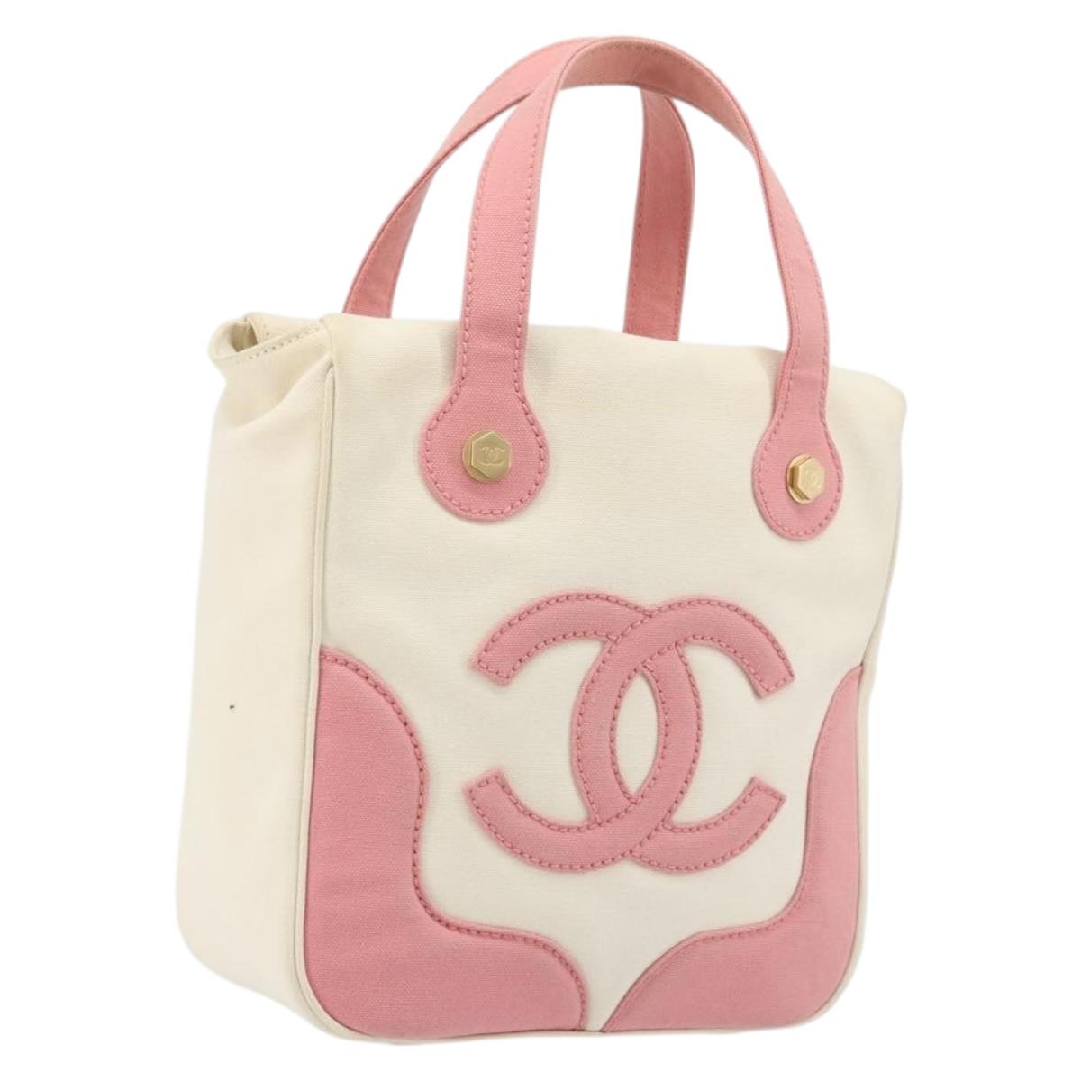 CHANEL Tote Bag Canvas Beige Gold CC Auth BA12393