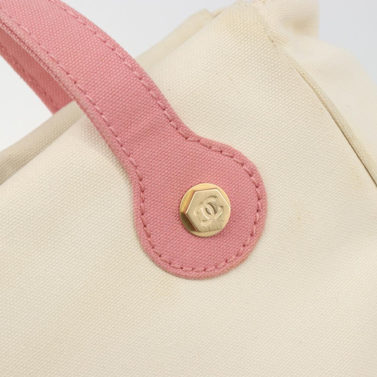 CHANEL Tote Bag Canvas Beige Gold CC Auth BA12393