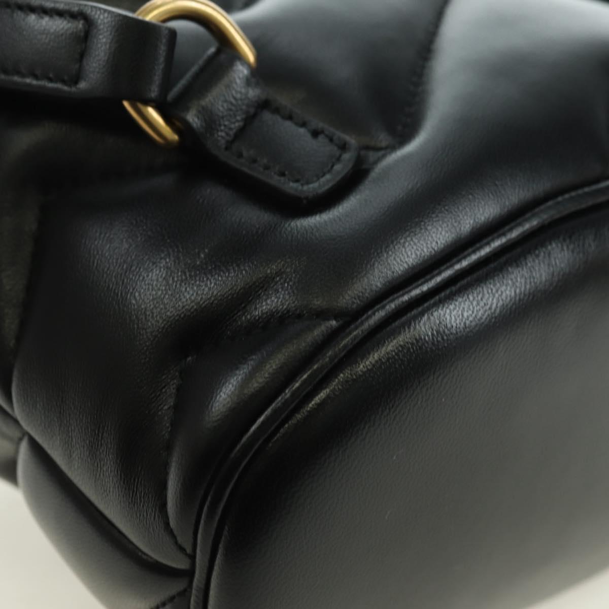 GUCCI GG Marmont Backpack Leather Black Gold 777253 Auth BA12395SAV