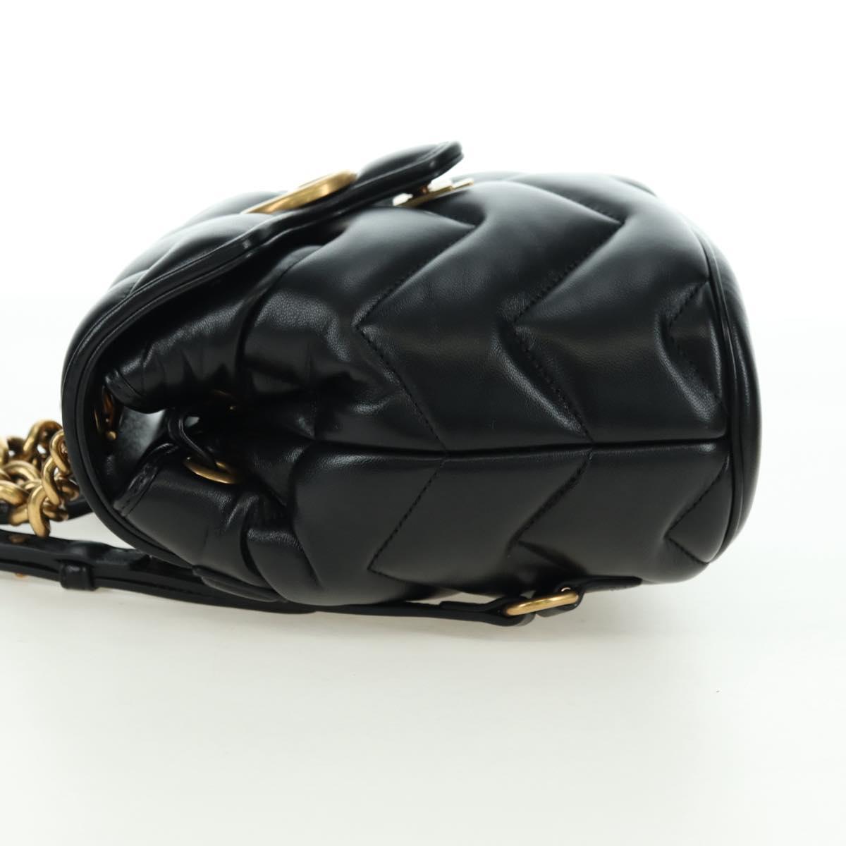 GUCCI GG Marmont Backpack Leather Black Gold 777253 Auth BA12395SAV