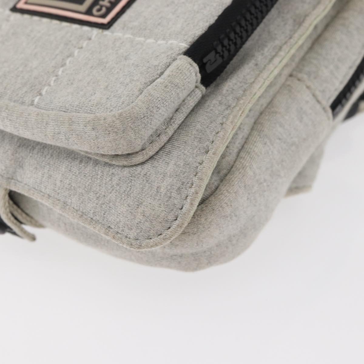 CHANEL Sports Line Waist bag Cotton Gray Silver CC Auth BA12396A