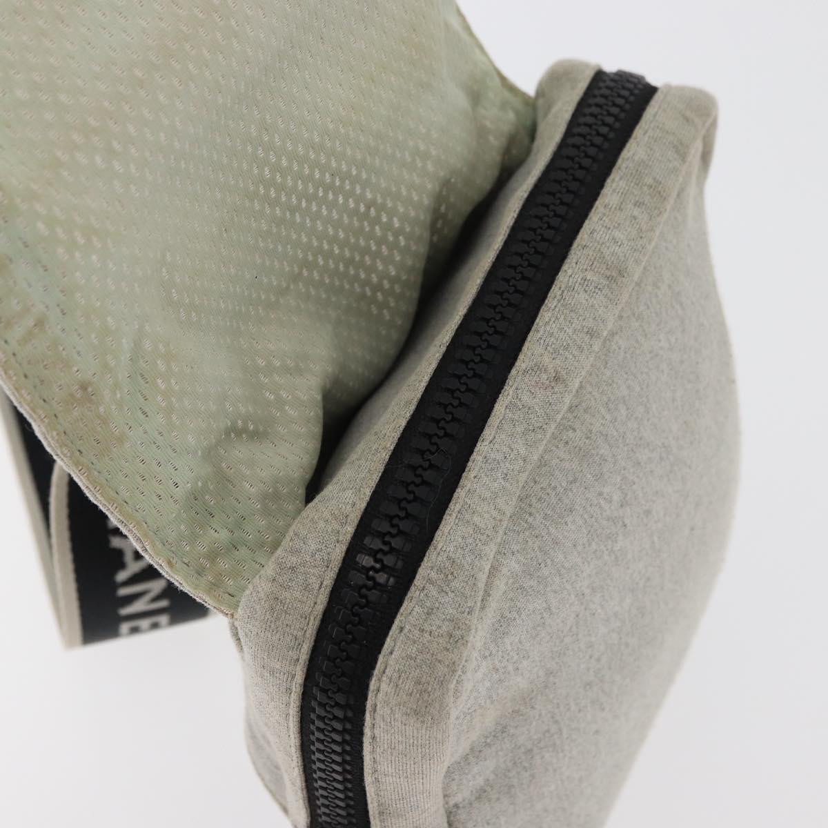 CHANEL Sports Line Waist bag Cotton Gray Silver CC Auth BA12396A