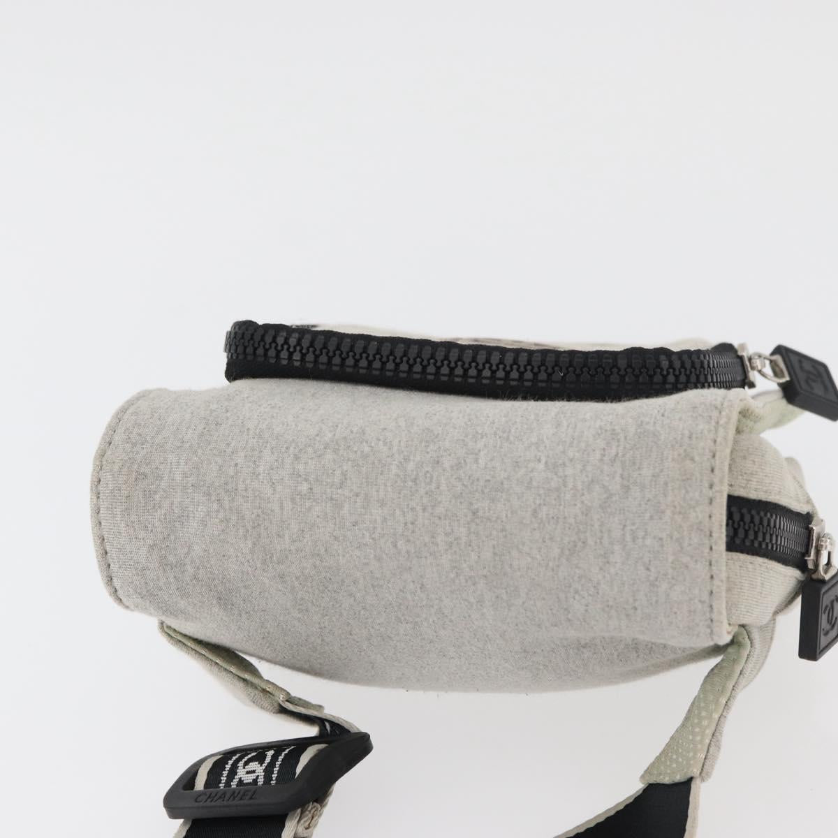 CHANEL Sports Line Waist bag Cotton Gray Silver CC Auth BA12396A