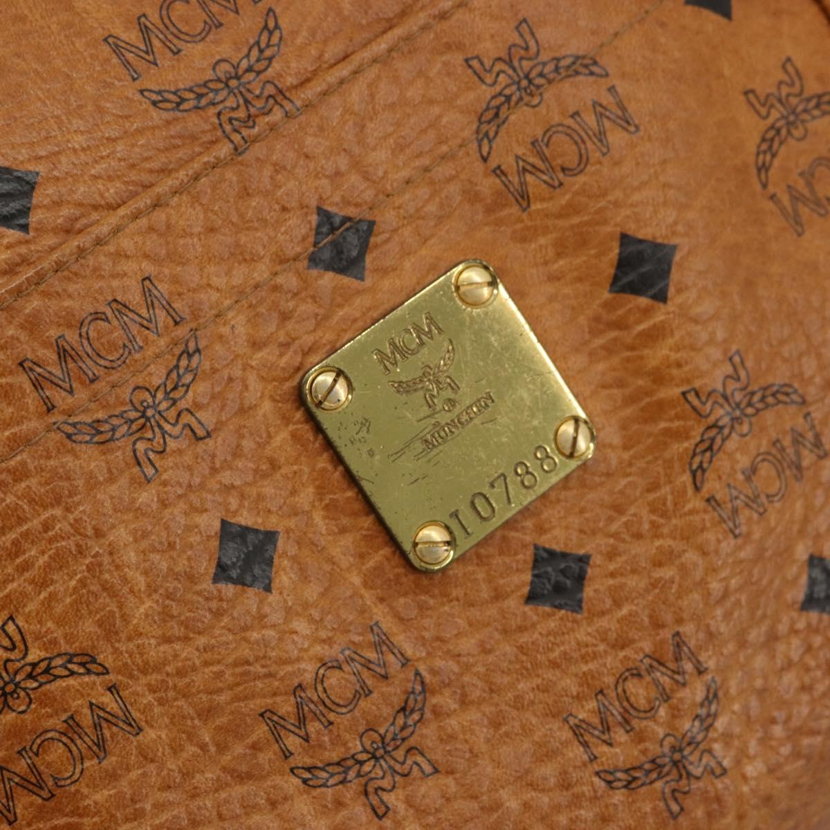 MCM Vicetos Logogram Tote Bag PVC Leather Brown Gold Auth BA12397A