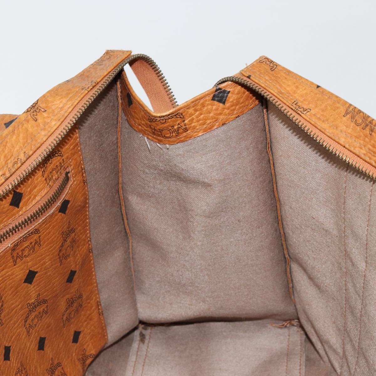 MCM Vicetos Logogram Tote Bag PVC Leather Brown Gold Auth BA12397A