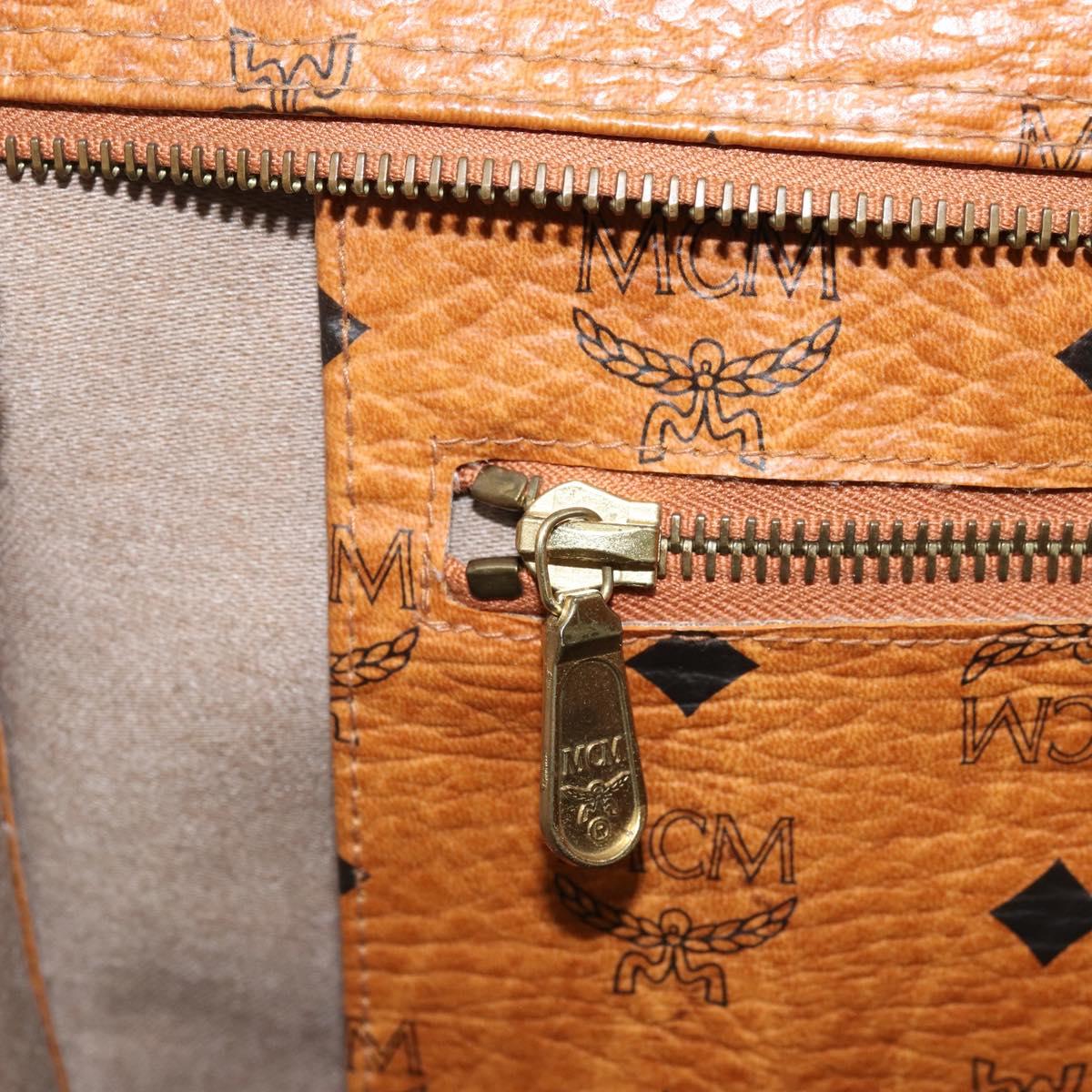 MCM Vicetos Logogram Tote Bag PVC Leather Brown Gold Auth BA12397A
