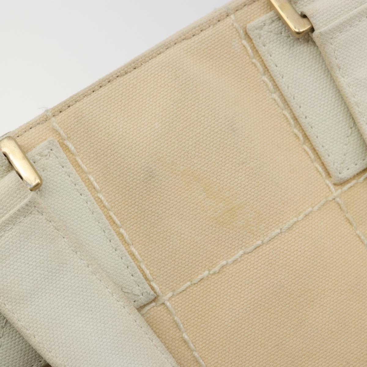 CHANEL Choco Bar Wild Stitch Hand Bag Canvas Beige Gold CC Auth BA12400A