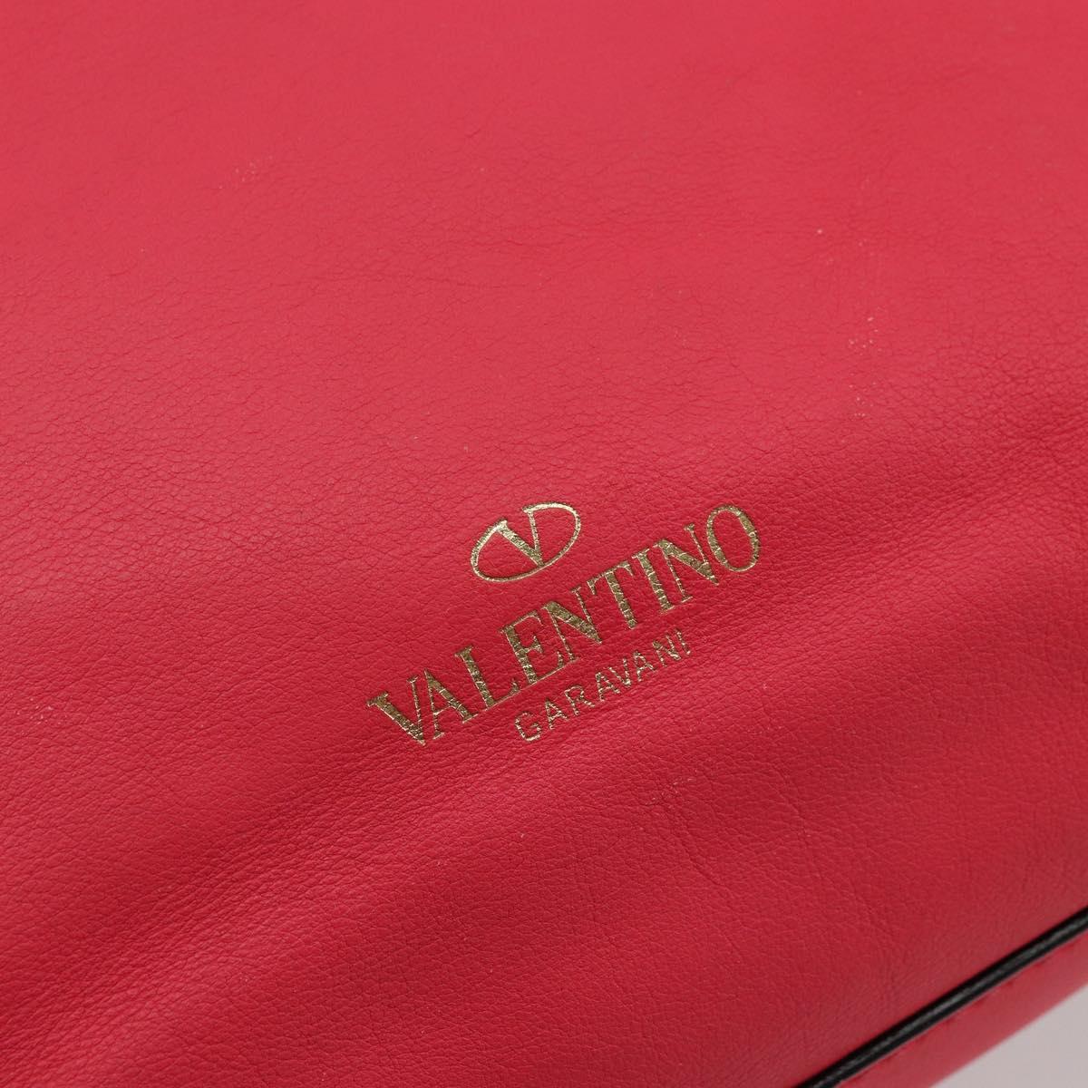 VALENTINO Tote Bag Leather 2way Red Gold Auth BA12401