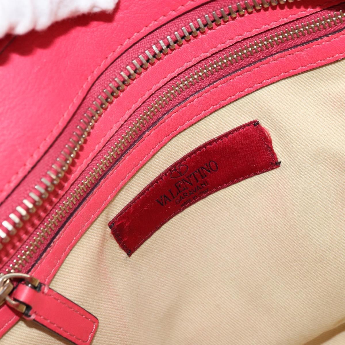 VALENTINO Tote Bag Leather 2way Red Gold Auth BA12401