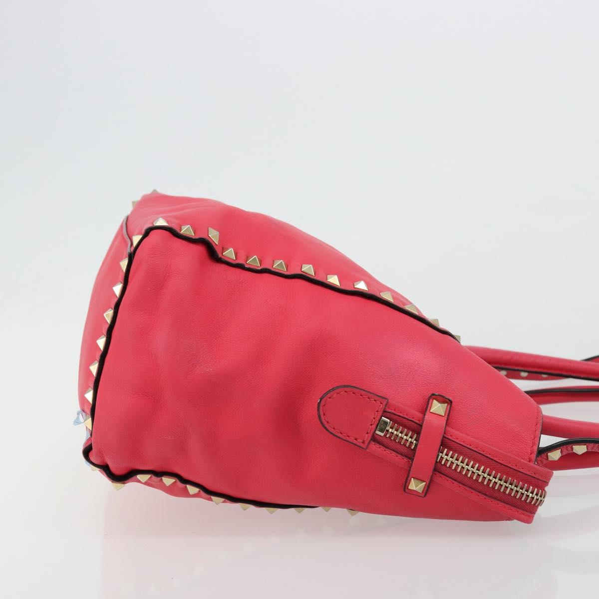 VALENTINO Tote Bag Leather 2way Red Gold Auth BA12401