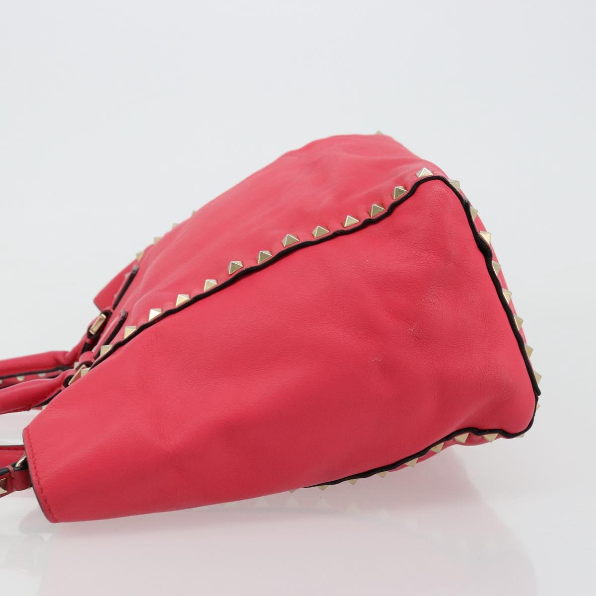 VALENTINO Tote Bag Leather 2way Red Gold Auth BA12401