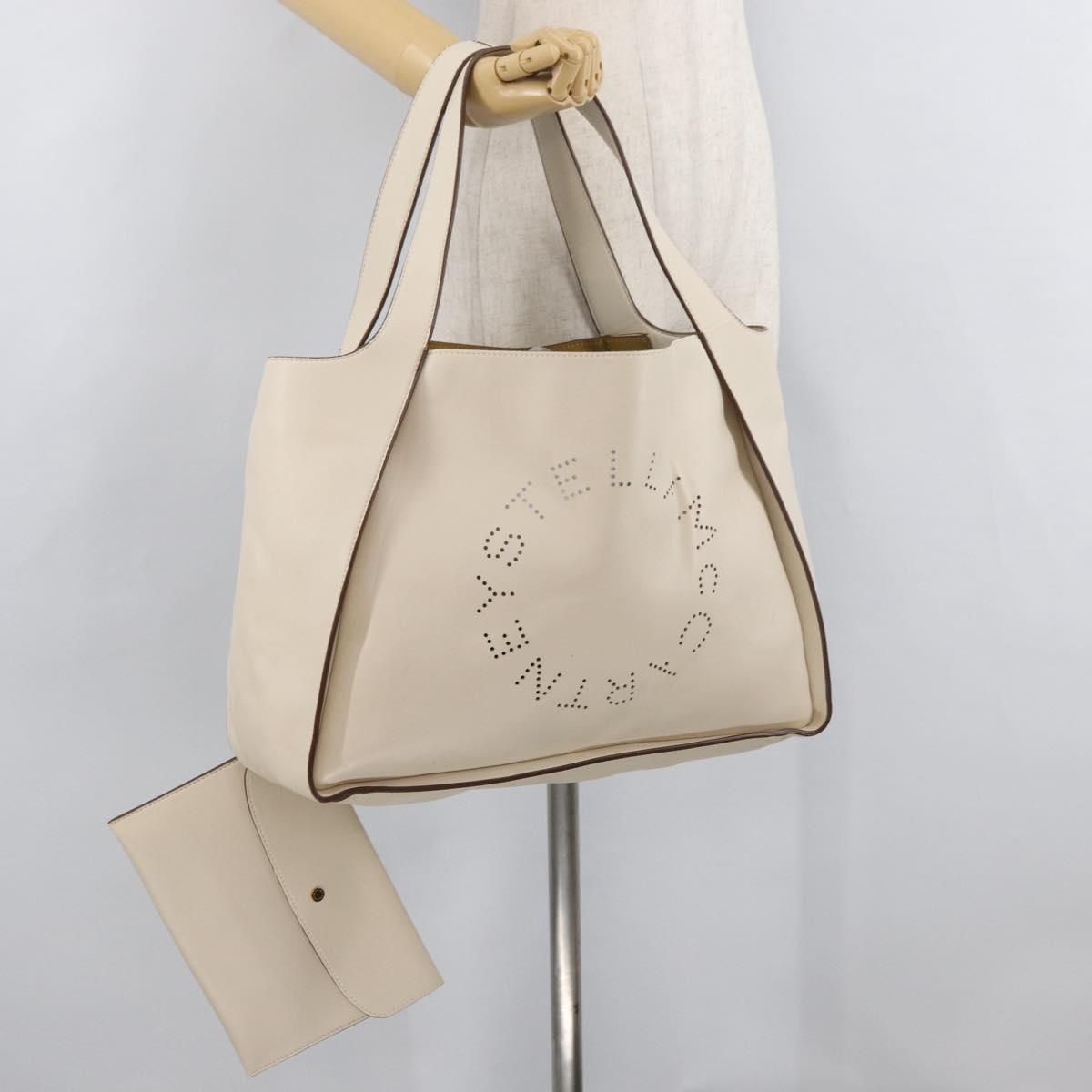 Stella MacCartney Tote Bag Leather Ivory Gold Auth BA12402A