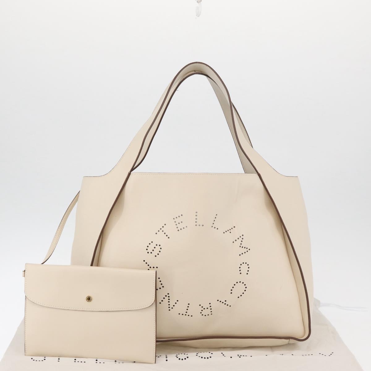 Stella MacCartney Tote Bag Leather Ivory Gold Auth BA12402A