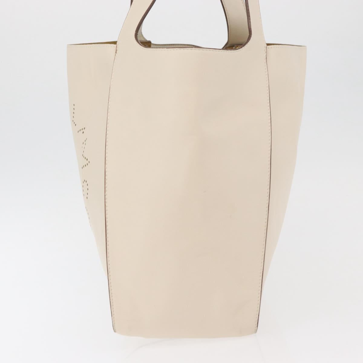 Stella MacCartney Tote Bag Leather Ivory Gold Auth BA12402A