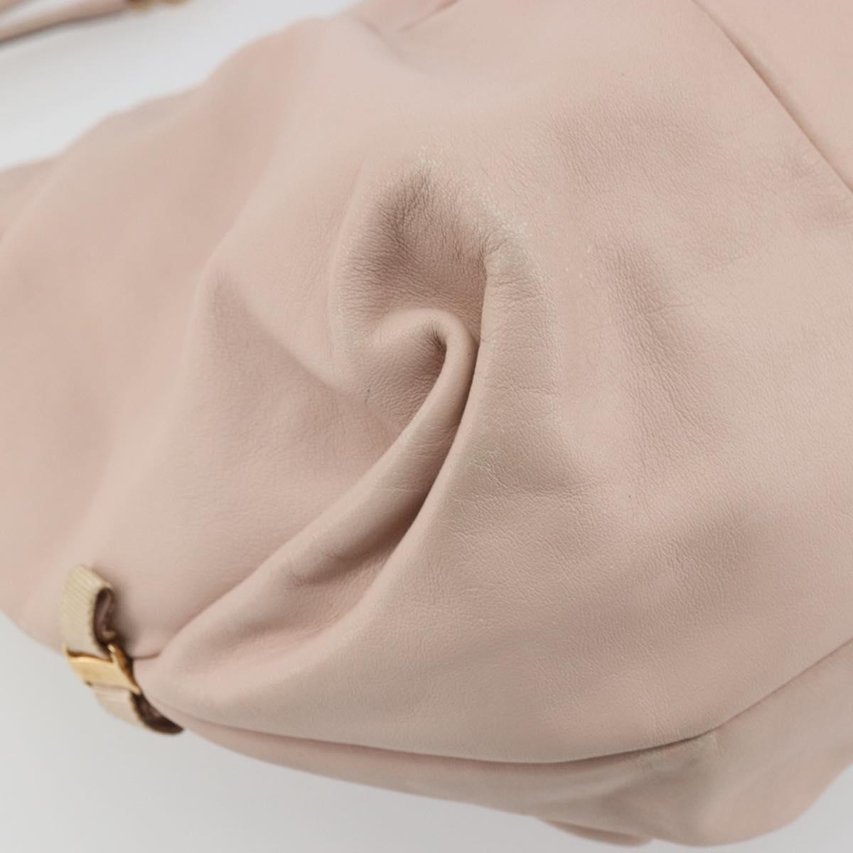 Salvatore Ferragamo Vala Chain Hand Bag Leather Pink Gold Auth BA12403A