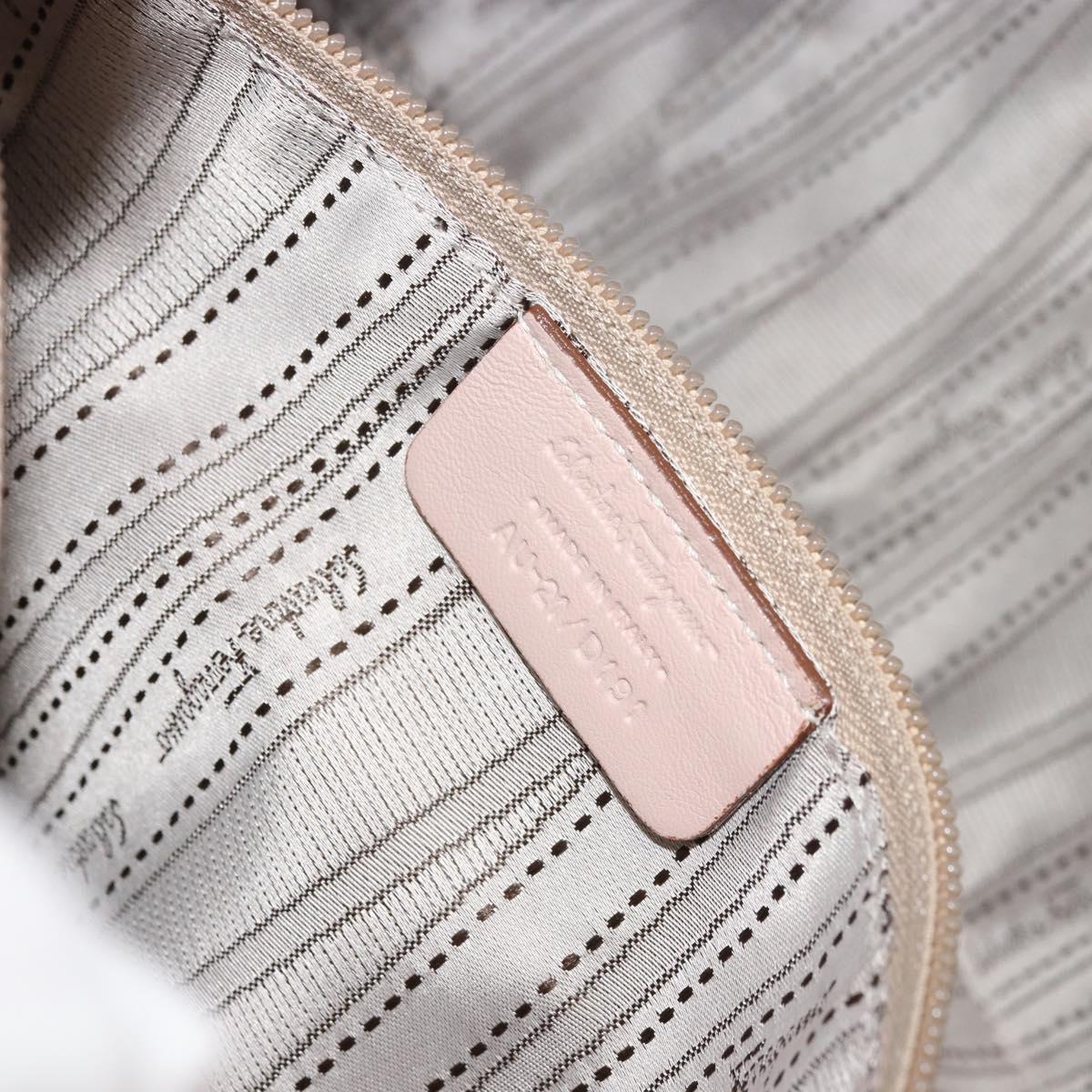 Salvatore Ferragamo Vala Chain Hand Bag Leather Pink Gold Auth BA12403A