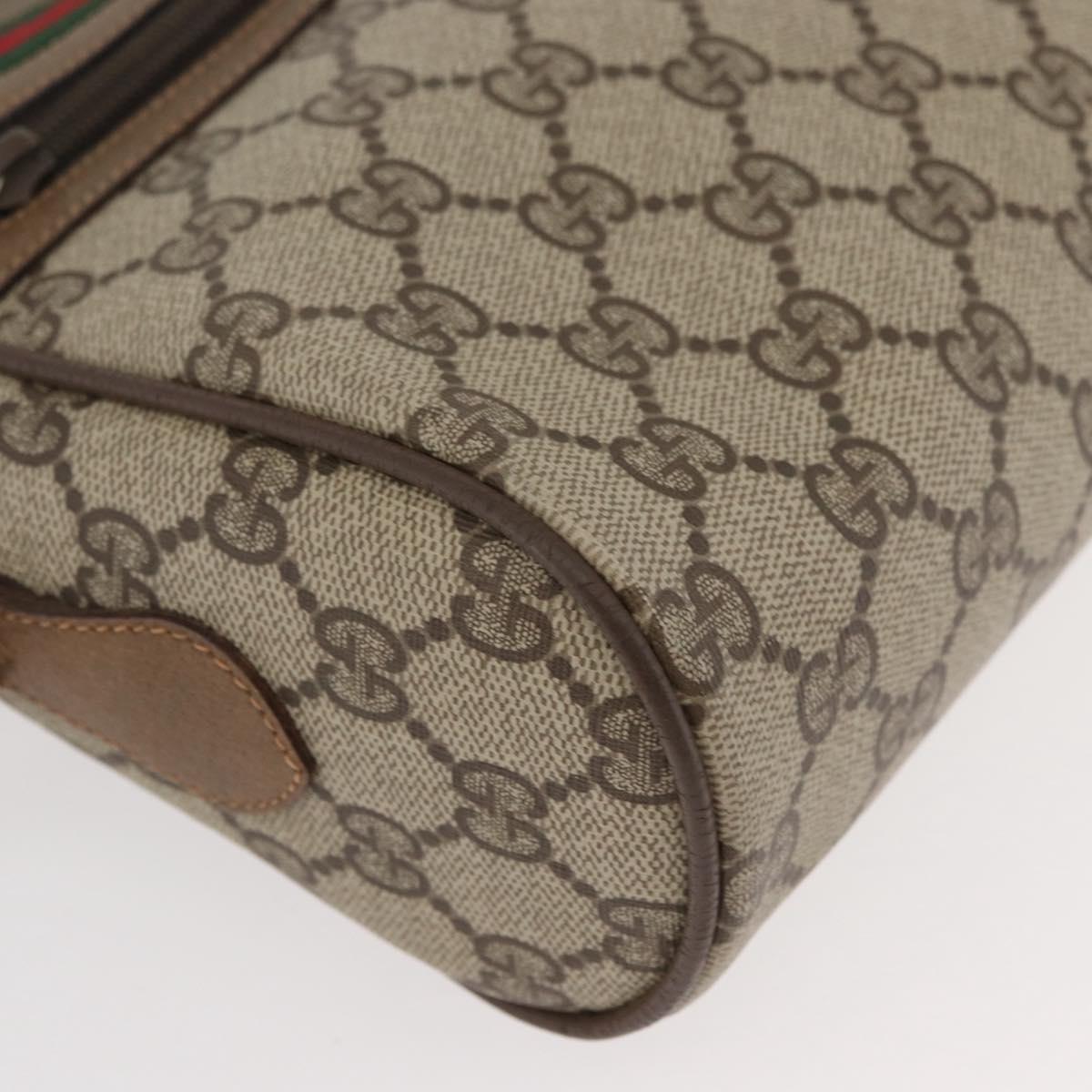 GUCCI GG Supreme Web Sherry Line Bag PVC Beige Gold 119 02 088 Auth BA12405