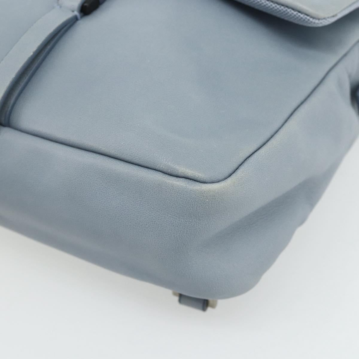 PRADA Backpack Leather Light Blue Silver Auth BA12406A