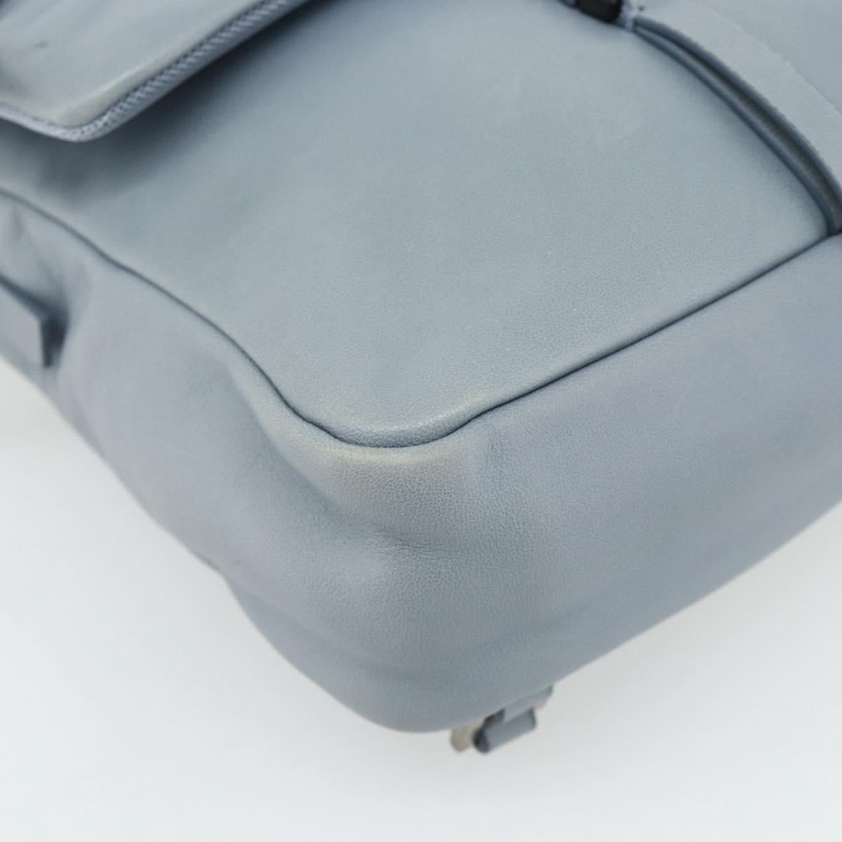 PRADA Backpack Leather Light Blue Silver Auth BA12406A