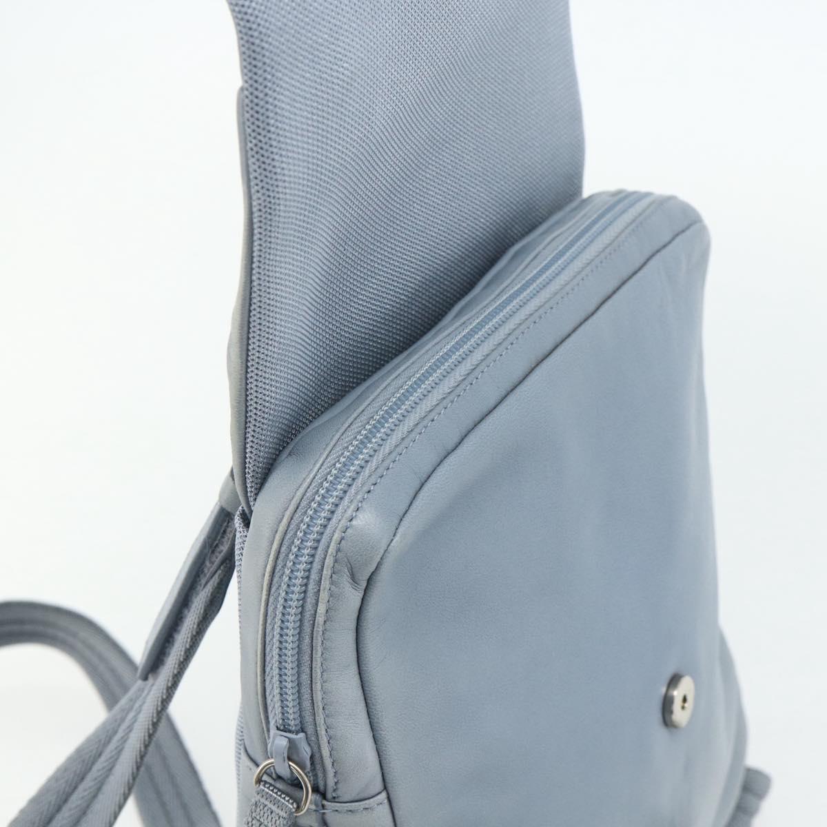 PRADA Backpack Leather Light Blue Silver Auth BA12406A