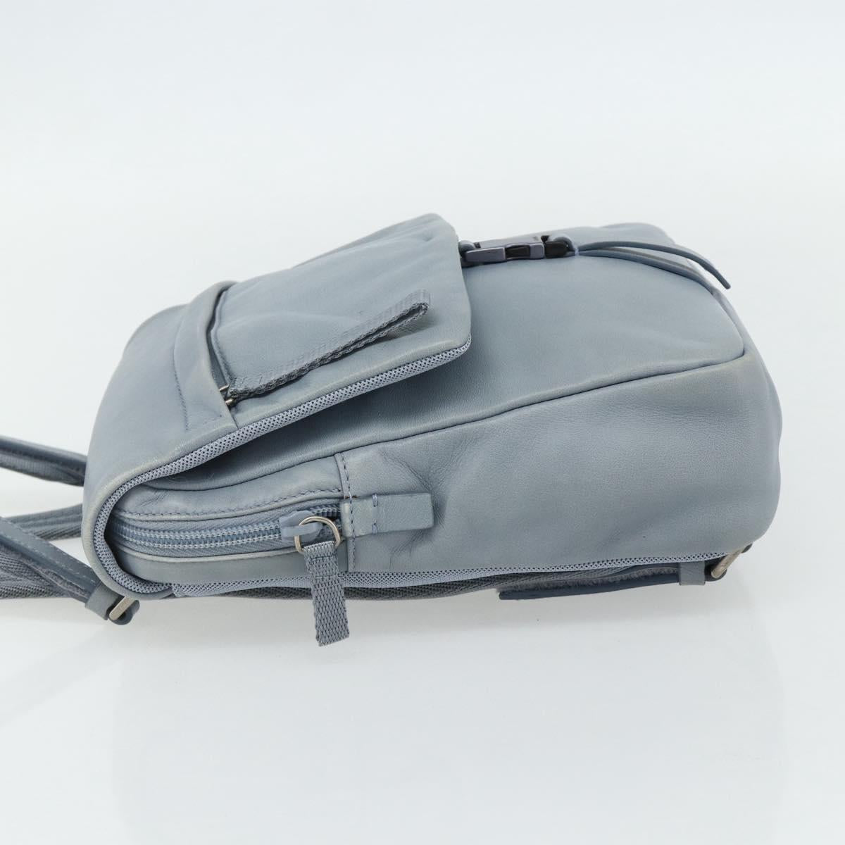 PRADA Backpack Leather Light Blue Silver Auth BA12406A
