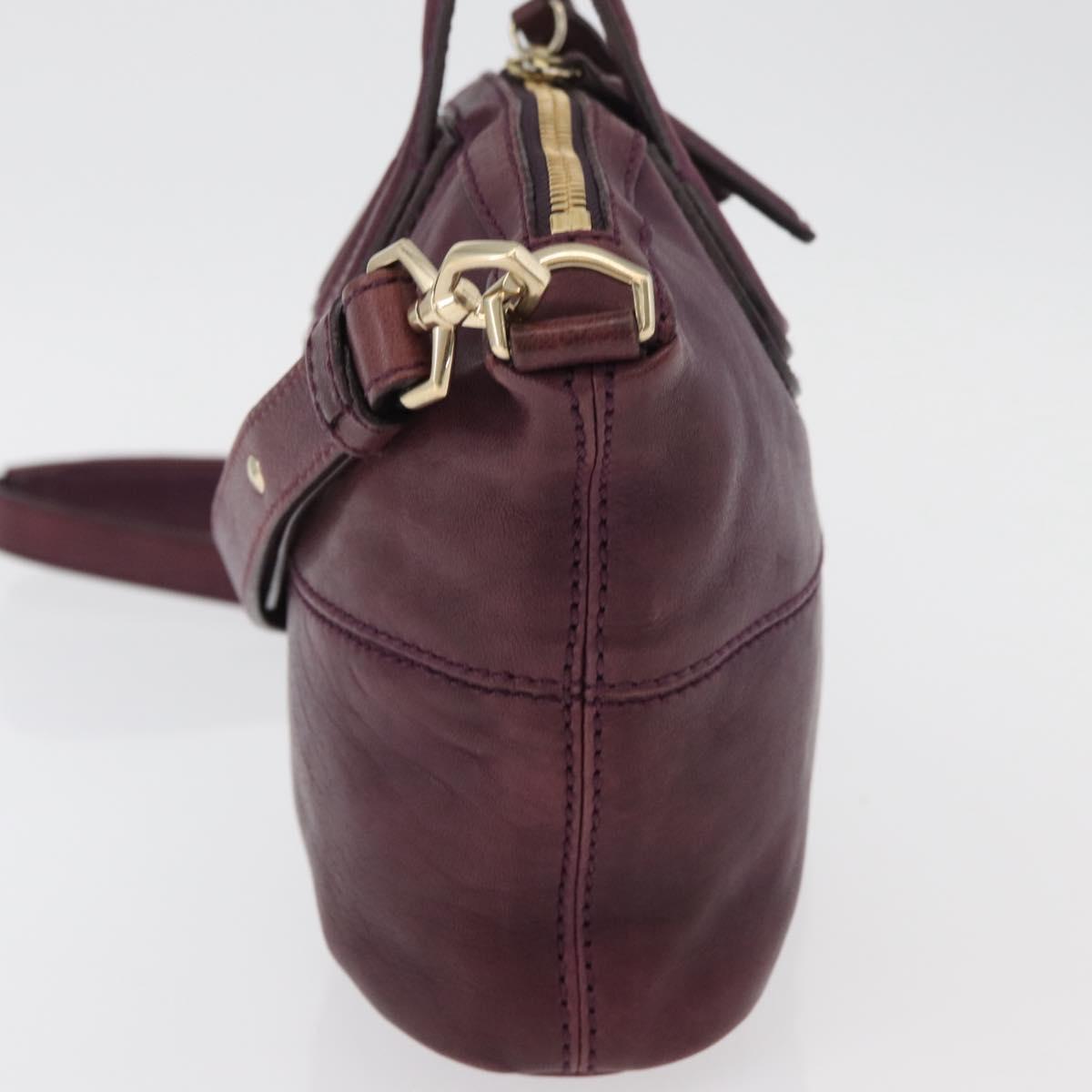 GIVENCHY Nightingale Hand Bag Leather 2way Purple Gold Auth BA12411A