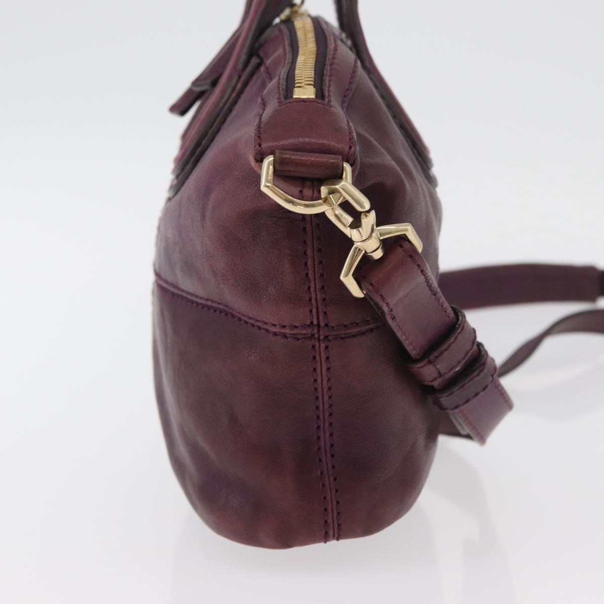 GIVENCHY Nightingale Hand Bag Leather 2way Purple Gold Auth BA12411A
