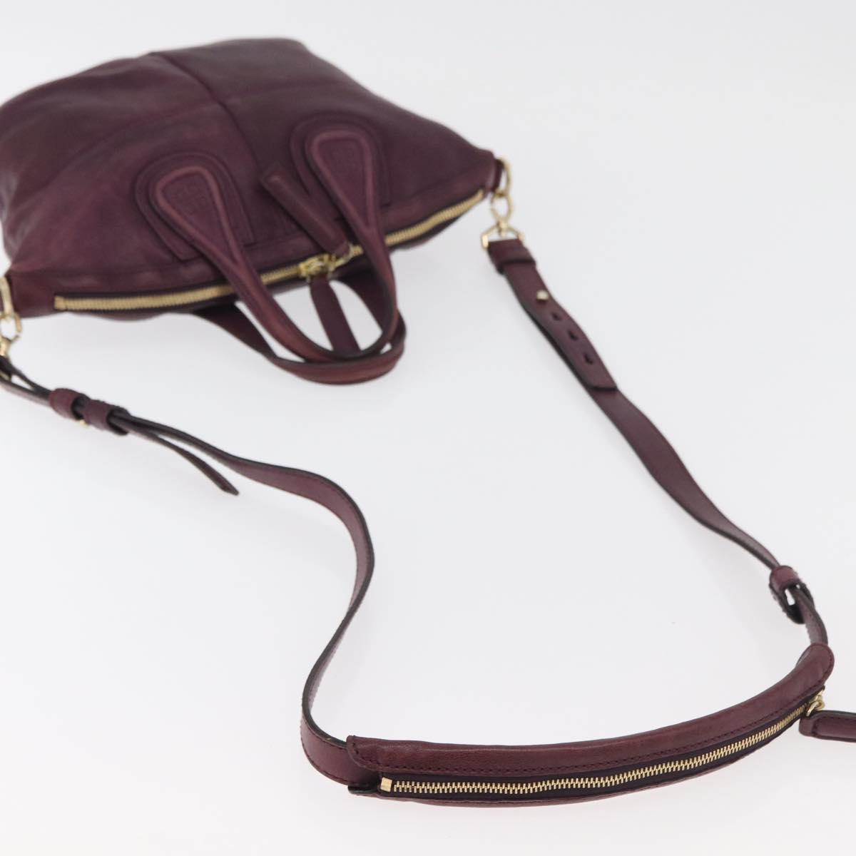 GIVENCHY Nightingale Hand Bag Leather 2way Purple Gold Auth BA12411A