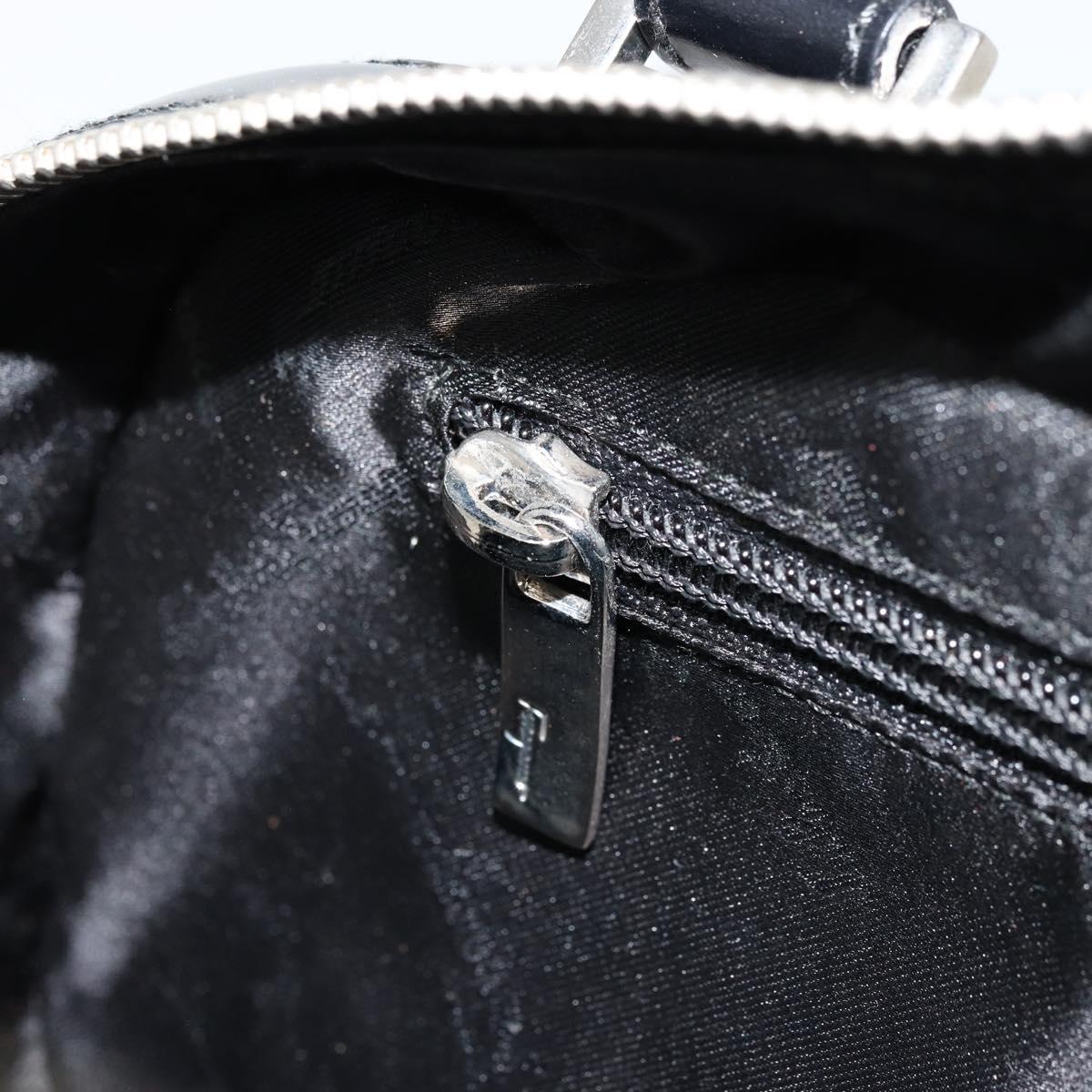 Salvatore Ferragamo Gancini Hand Bag Leather Black Silver Auth BA12414A