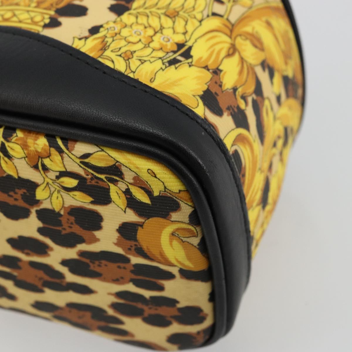 Gianni Versace Vanity Cosmetic Pouch Coated Canvas Yellow Gold Auth BA12417A