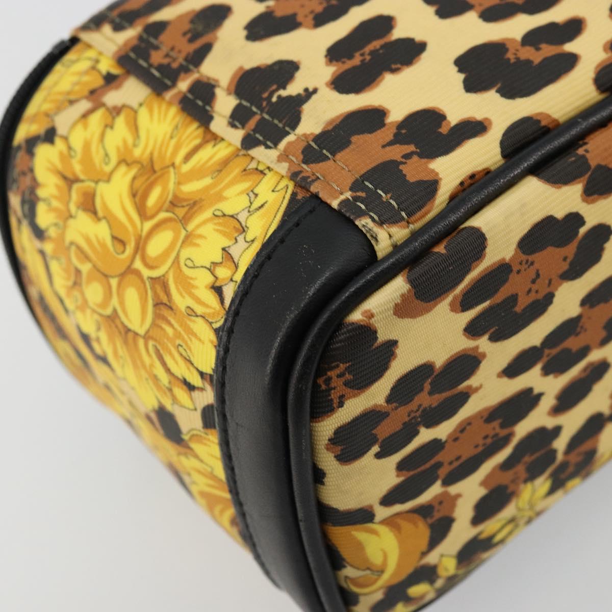 Gianni Versace Vanity Cosmetic Pouch Coated Canvas Yellow Gold Auth BA12417A