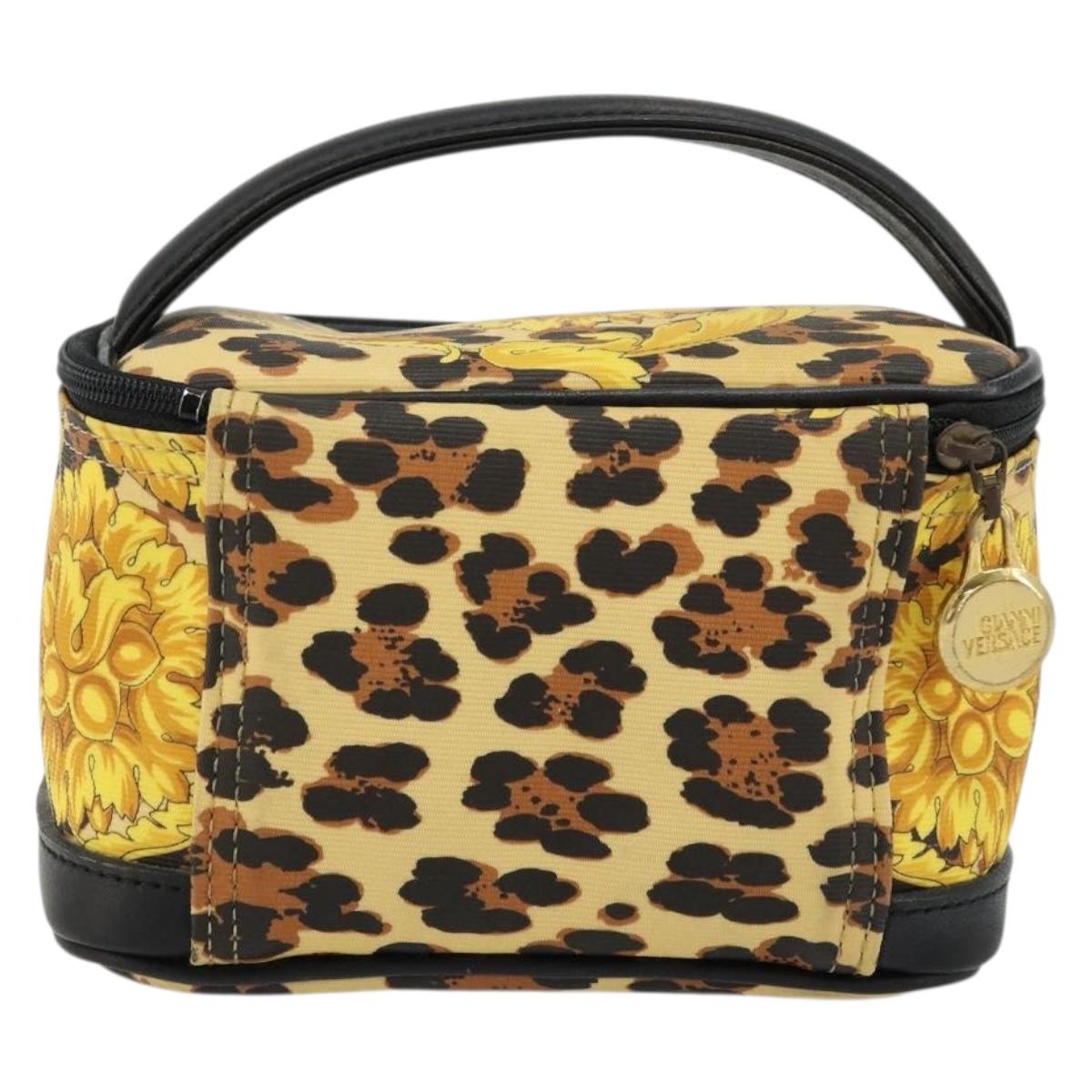 Gianni Versace Vanity Cosmetic Pouch Coated Canvas Yellow Gold Auth BA12417A