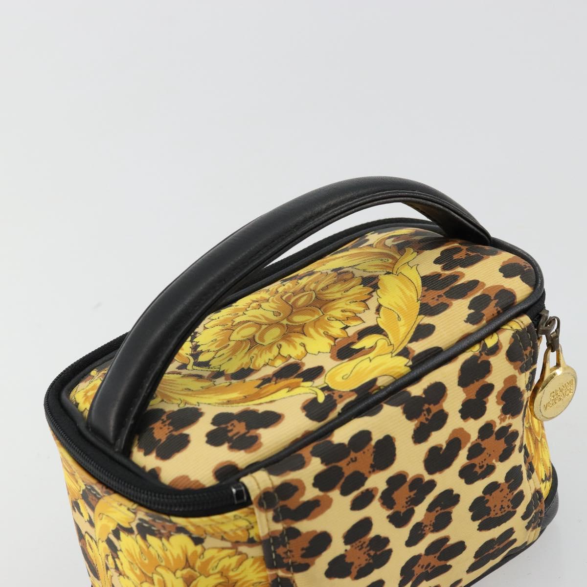 Gianni Versace Vanity Cosmetic Pouch Coated Canvas Yellow Gold Auth BA12417A