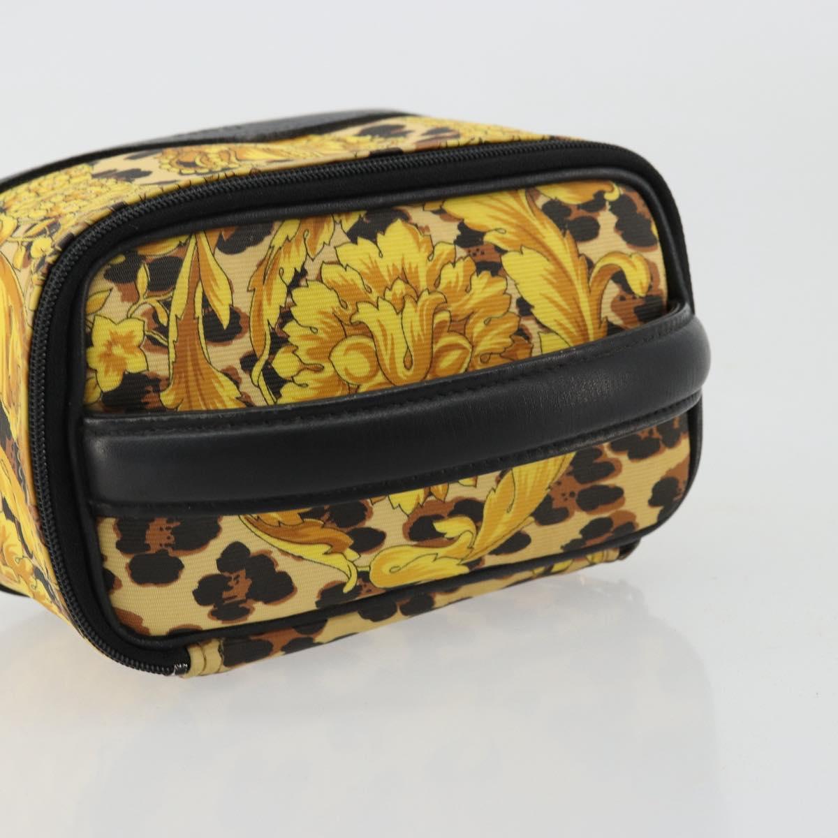 Gianni Versace Vanity Cosmetic Pouch Coated Canvas Yellow Gold Auth BA12417A