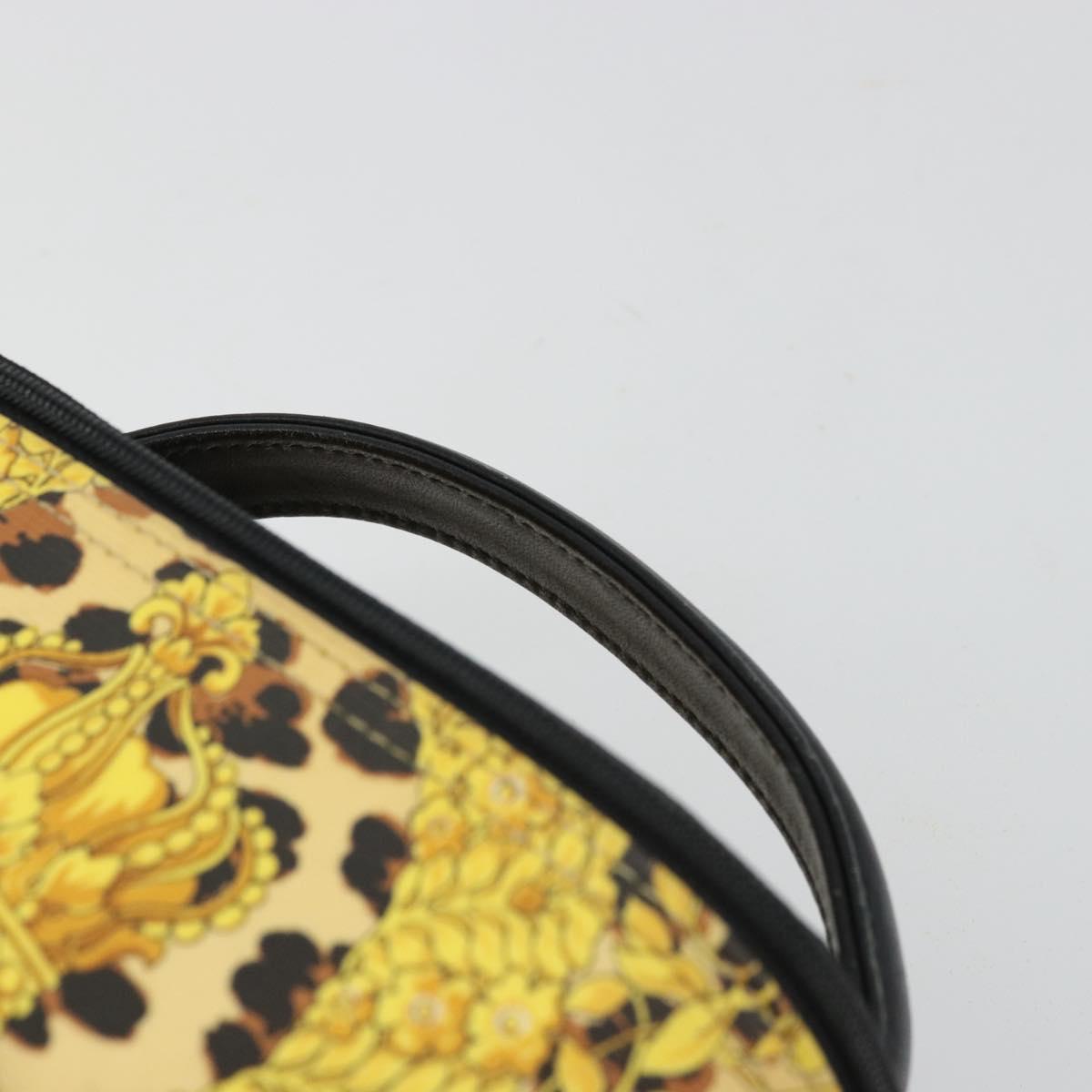 Gianni Versace Vanity Cosmetic Pouch Coated Canvas Yellow Gold Auth BA12417A