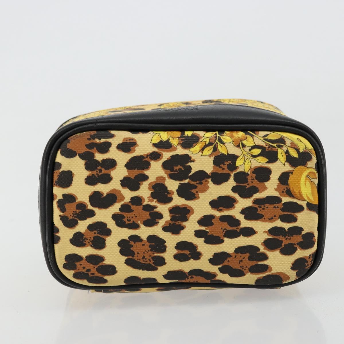 Gianni Versace Vanity Cosmetic Pouch Coated Canvas Yellow Gold Auth BA12417A