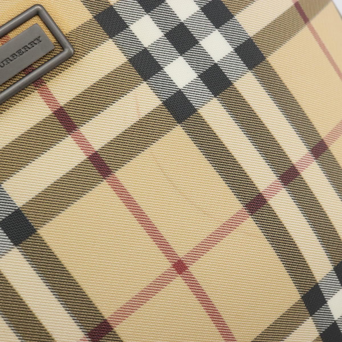 BURBERRY Nova Check Hand Bag PVC Leather Beige Auth BA12421