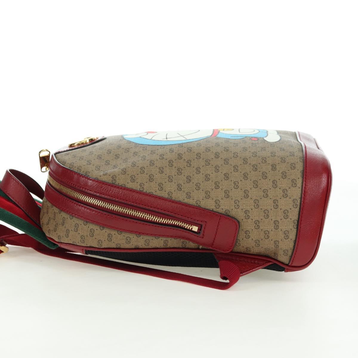 GUCCI Micro GG Supreme Doraemon Backpack PVC Beige Gold 647816 Auth BA12426M