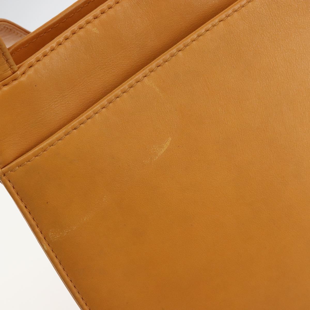 CHANEL Tote Bag Leather Orange Gold CC Auth BA12427A