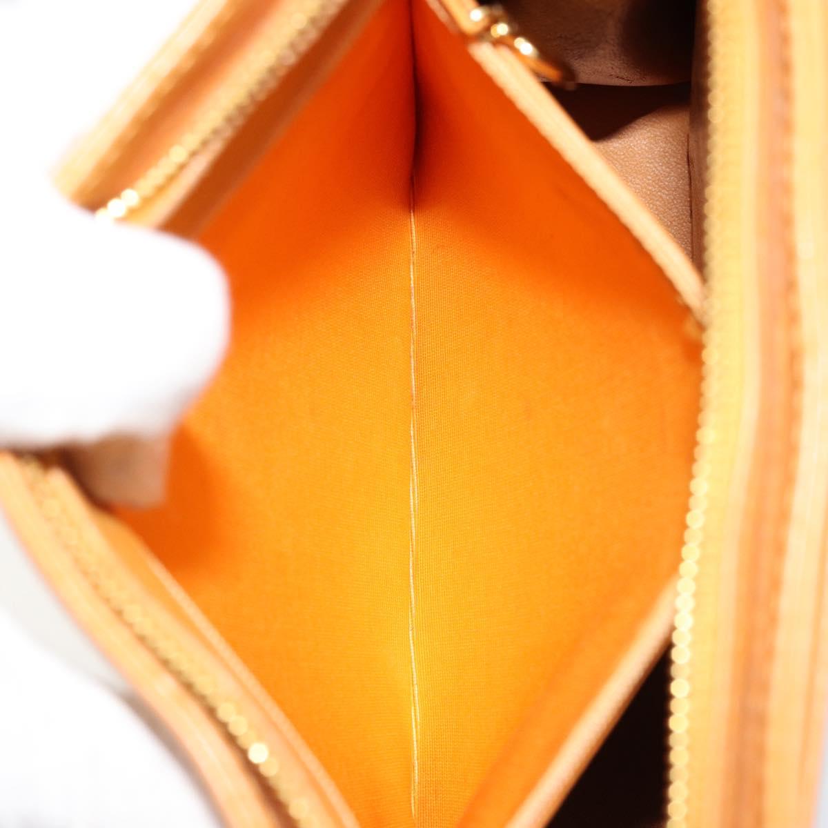 CHANEL Tote Bag Leather Orange Gold CC Auth BA12427A