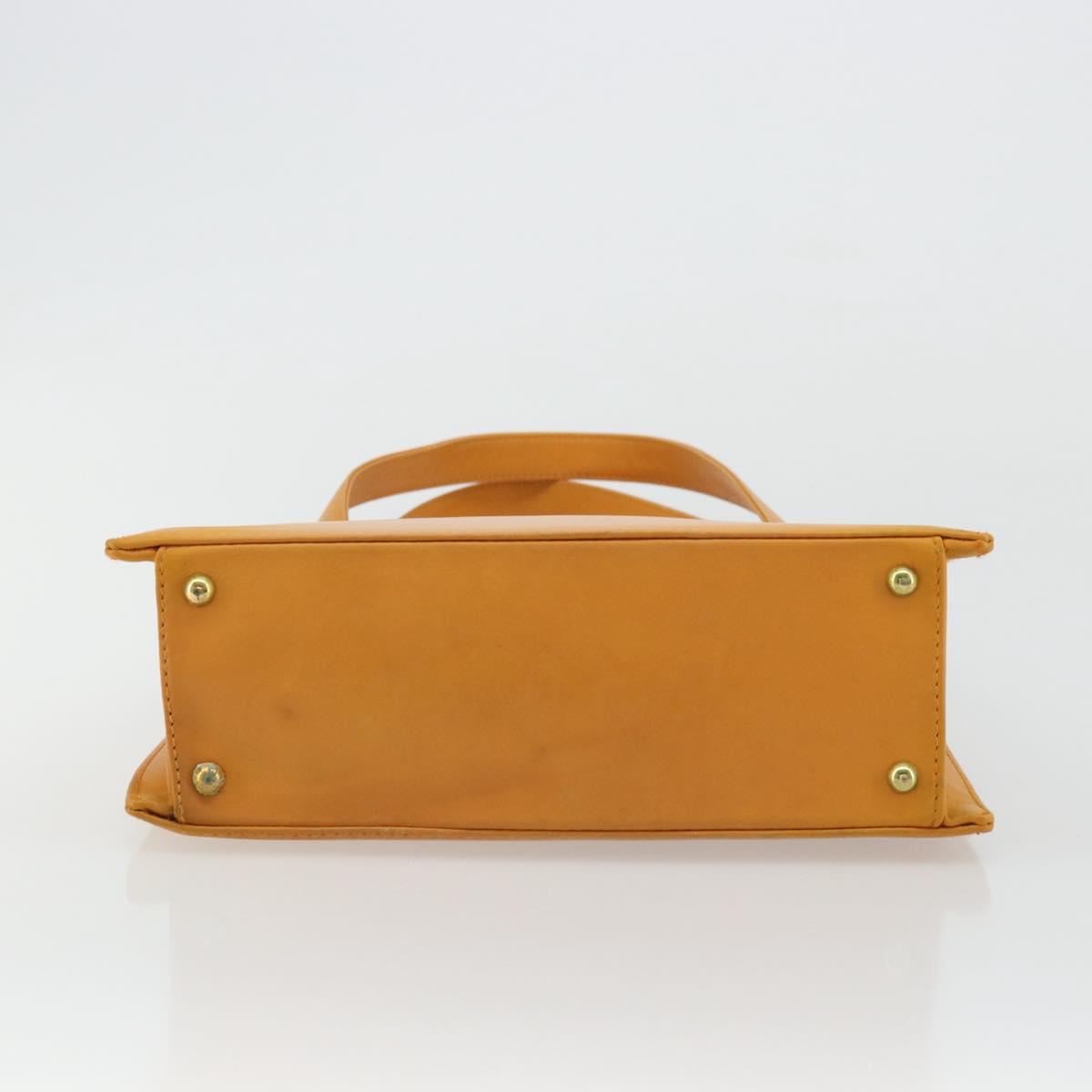 CHANEL Tote Bag Leather Orange Gold CC Auth BA12427A