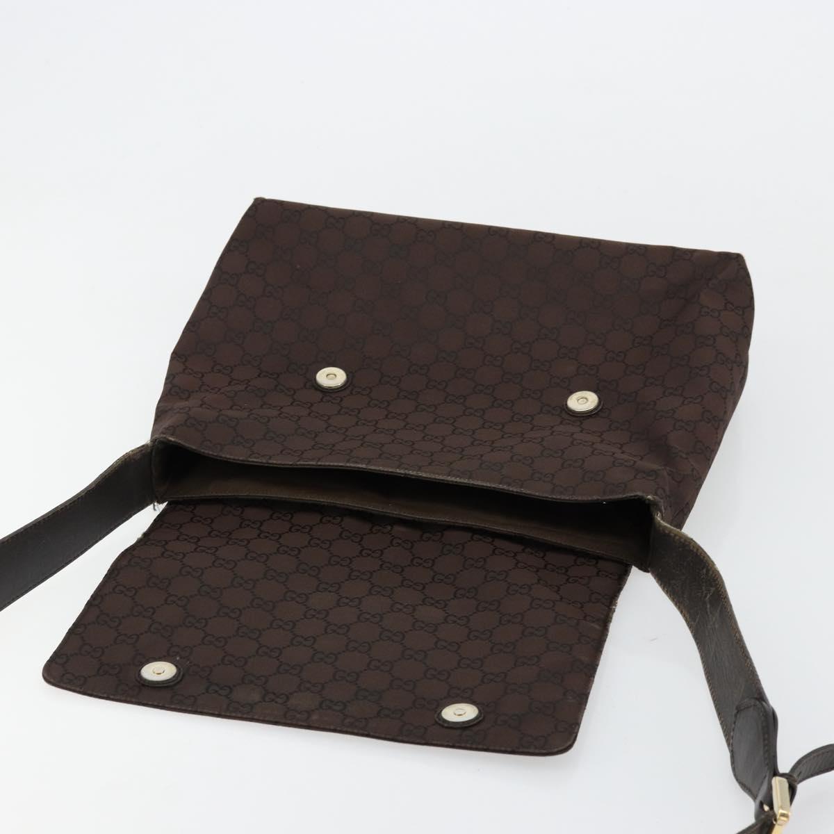 GUCCI GG Canvas Shoulder Bag Nylon Outlet Brown Gold 272351 Auth BA12428