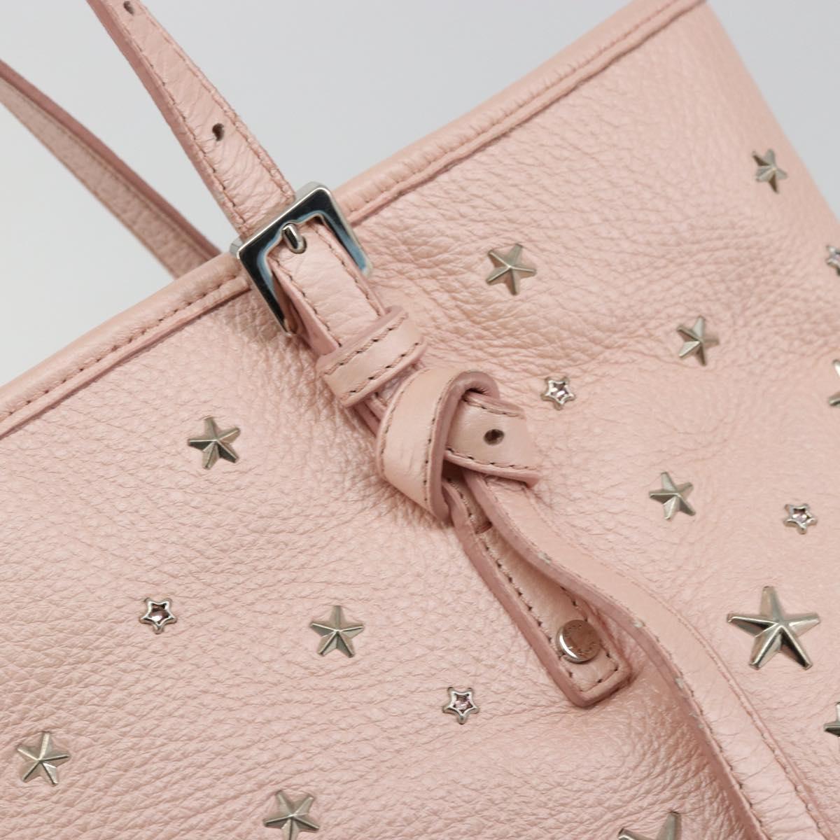 Jimmy Choo Tote Bag Leather Pink Silver Auth BA12429A