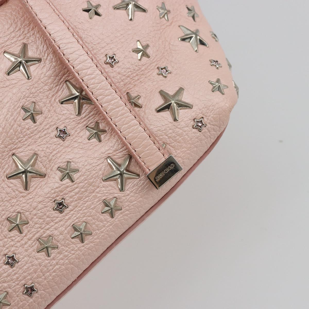 Jimmy Choo Tote Bag Leather Pink Silver Auth BA12429A
