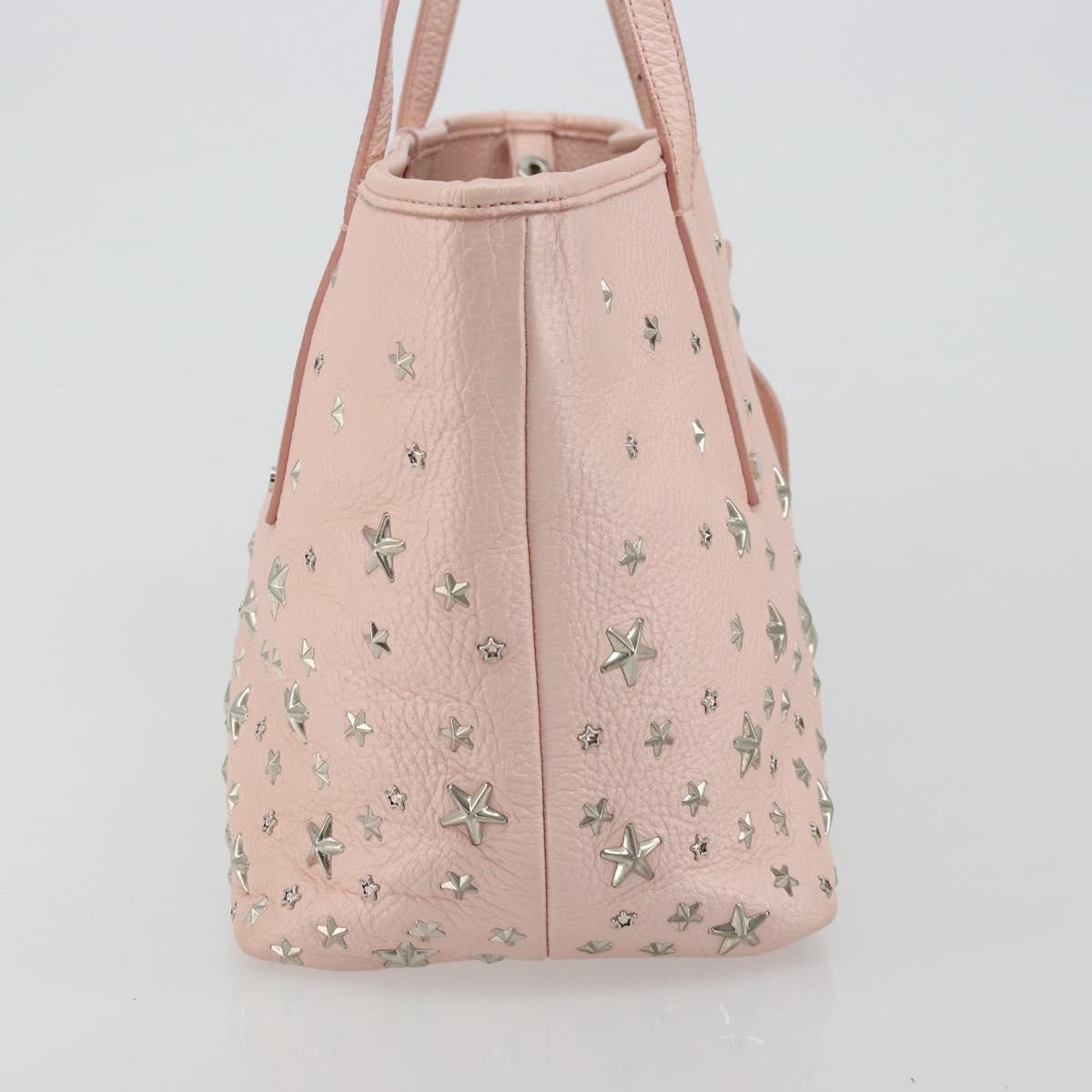 Jimmy Choo Tote Bag Leather Pink Silver Auth BA12429A