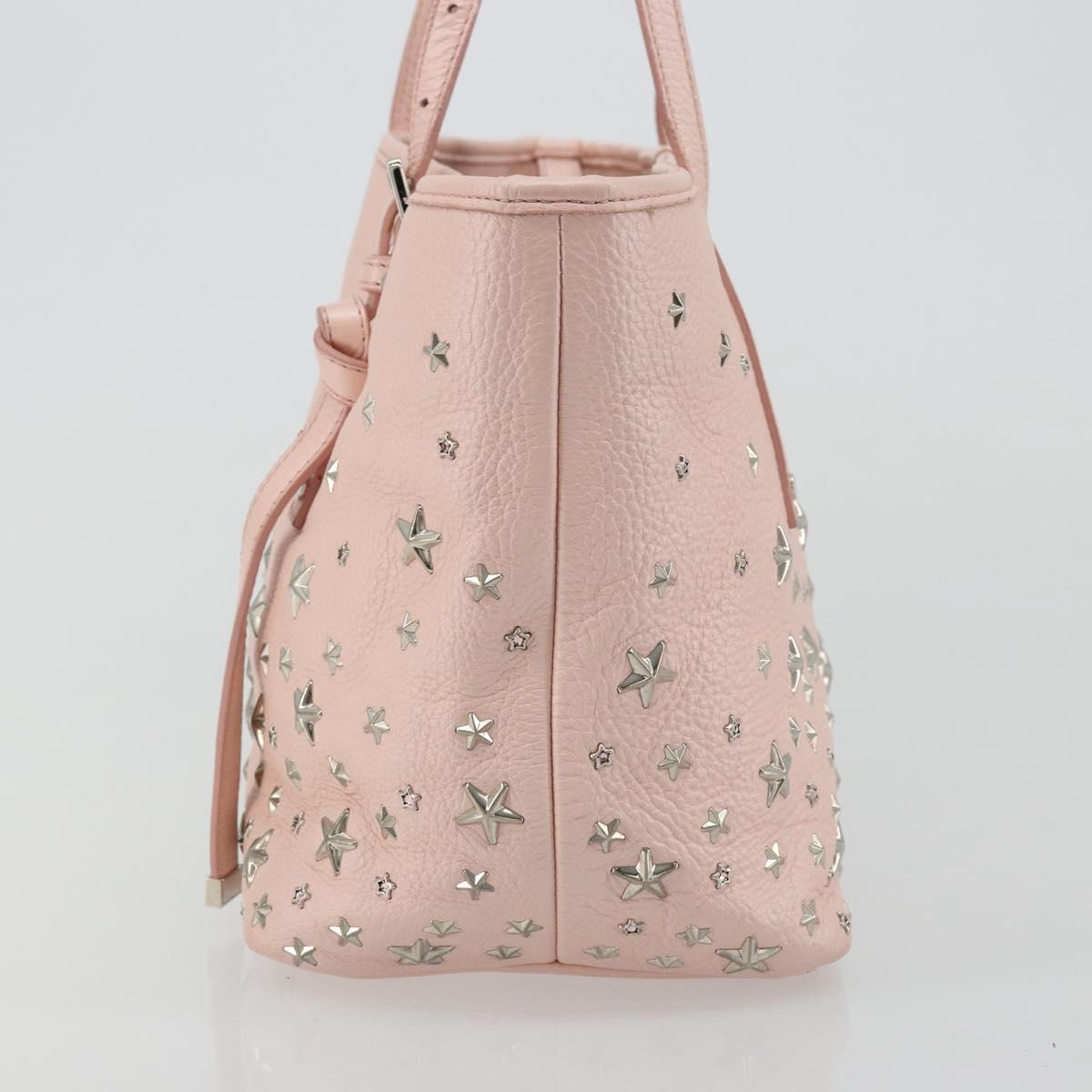 Jimmy Choo Tote Bag Leather Pink Silver Auth BA12429A
