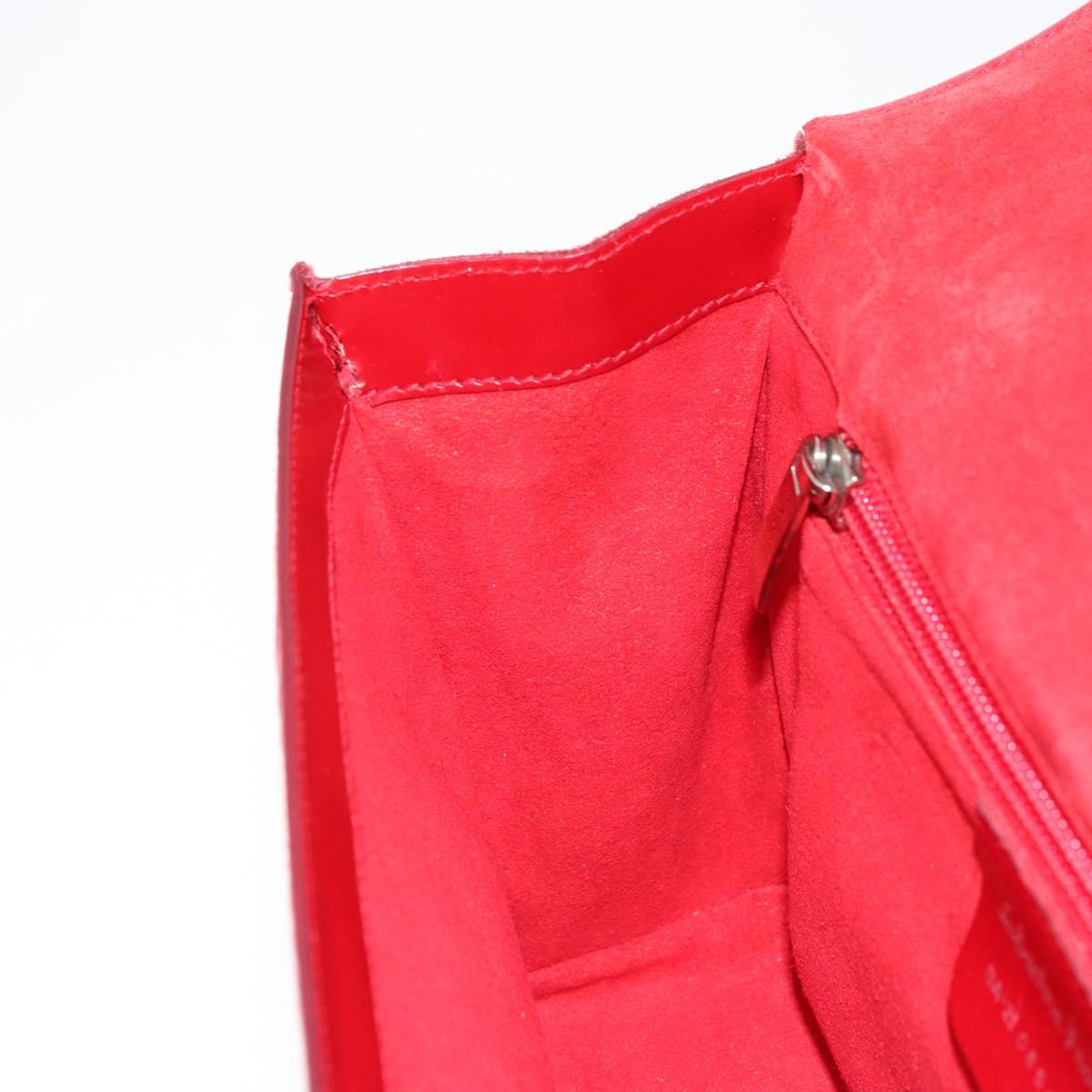 Salvatore Ferragamo Gancini Hand Bag Leather Red Silver Auth BA12430