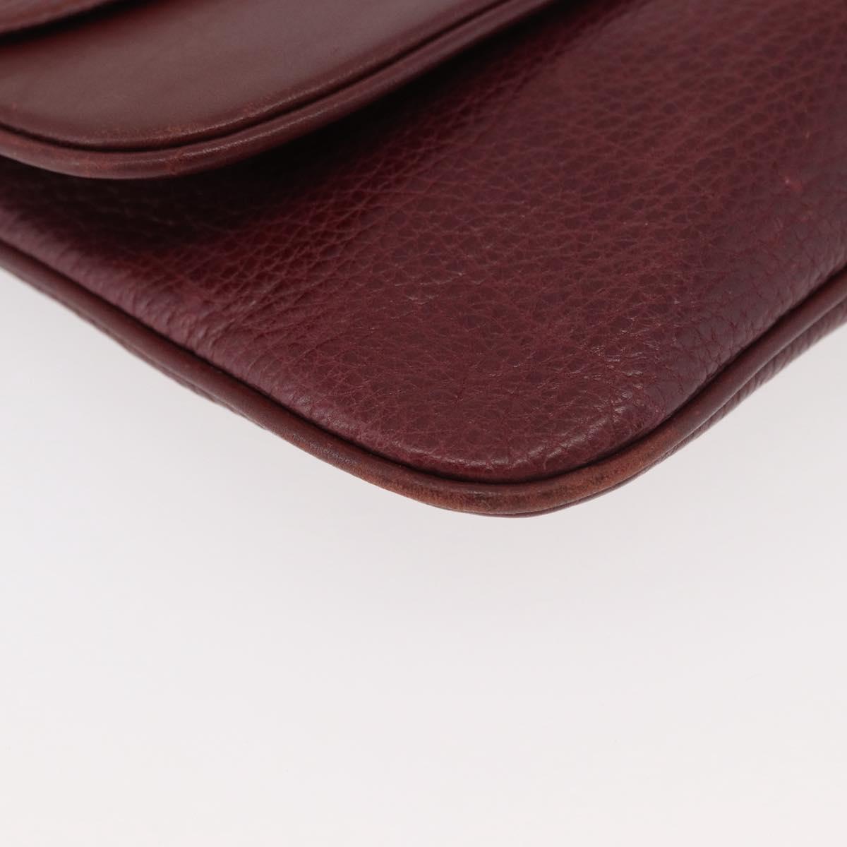 CARTIER Must Line Shoulder Bag Leather Bordeaux Gold Auth BA12432