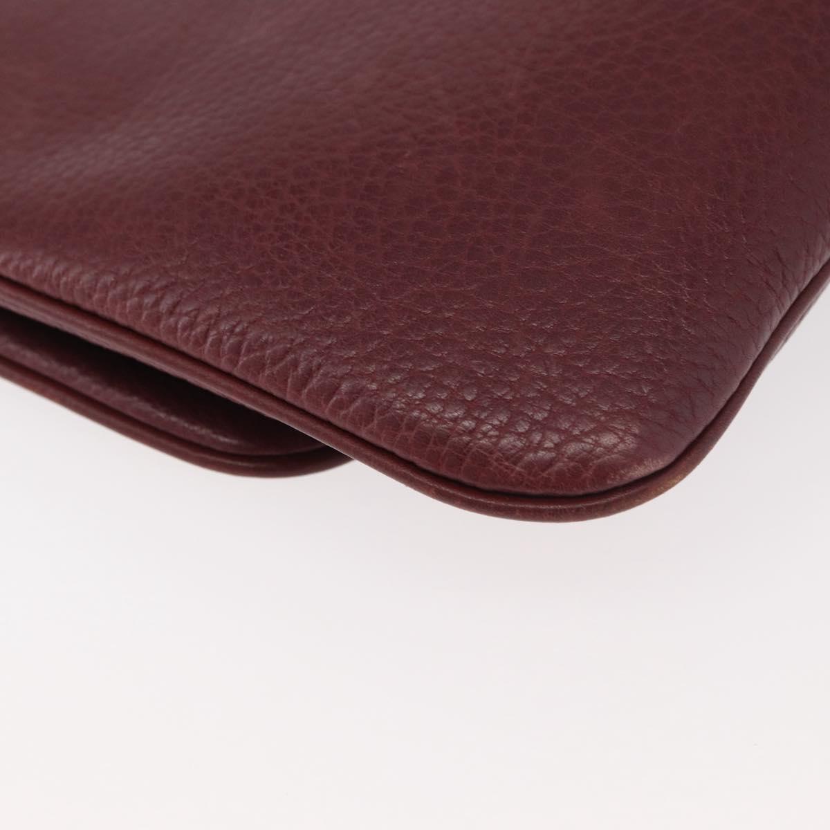 CARTIER Must Line Shoulder Bag Leather Bordeaux Gold Auth BA12432