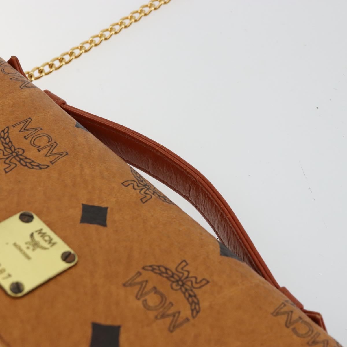 MCM Vicetos Logogram Hand Bag PVC Leather 2way Brown Gold Auth BA12433A